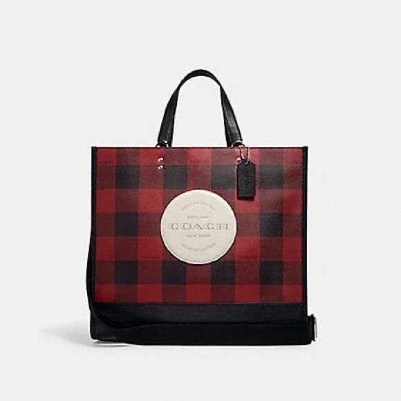Coach Dempsey Tote Bag 40 With Buffalo Plaid Print And Coach Patch - Picture 2 of 16